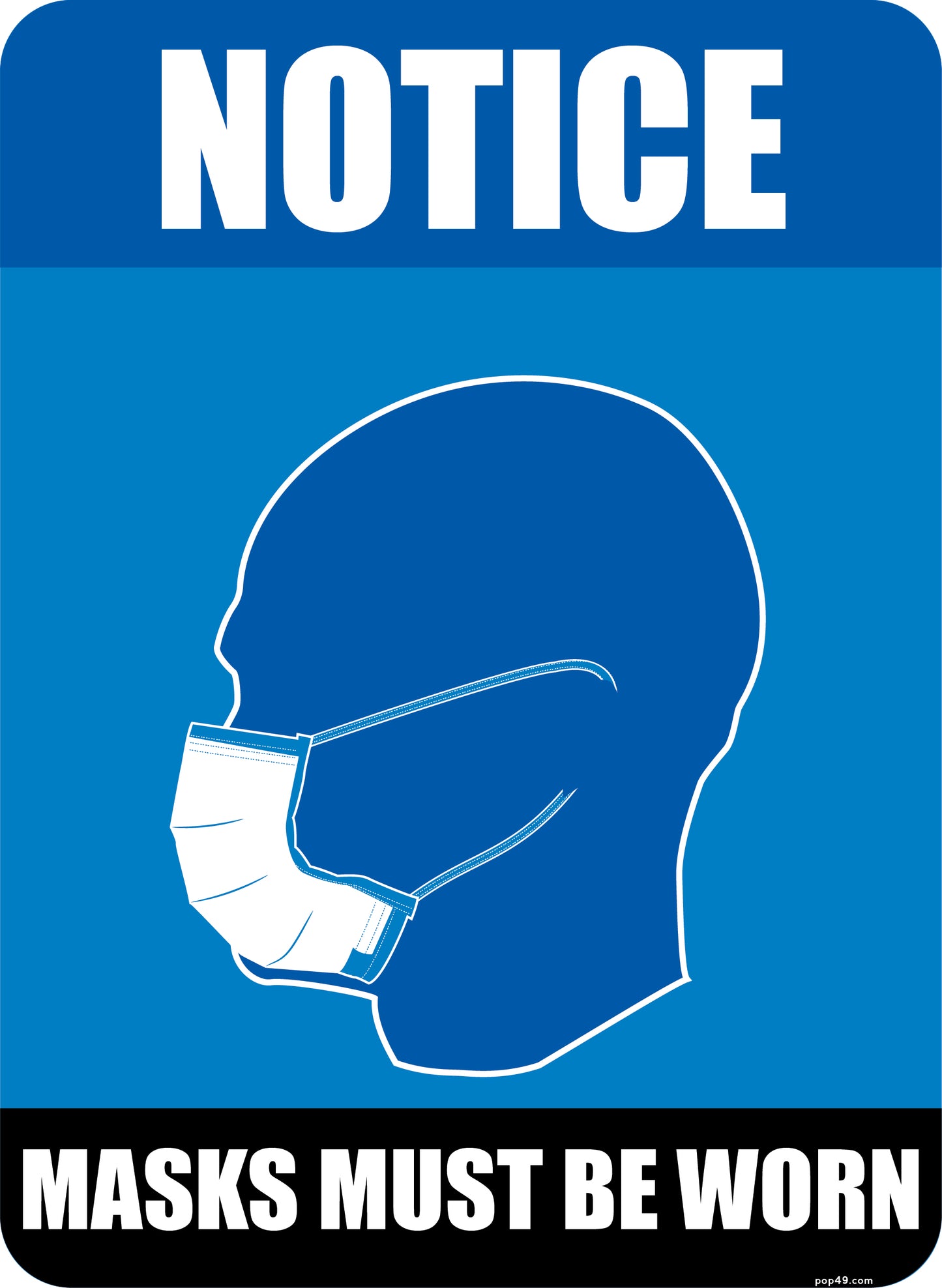 Notice Masks Must Be Worn Sign - 8" x 11"