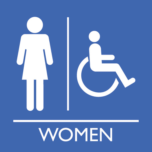 Women Restroom Sign with Wheelchair Accessible - 8" x 8"
