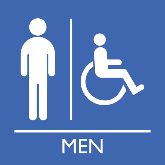 Men Restroom Sign with Wheelchair Accessibility - 8" x 8"