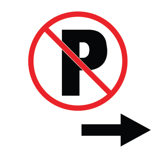No Parking to the Right Sign - 8" x 8"