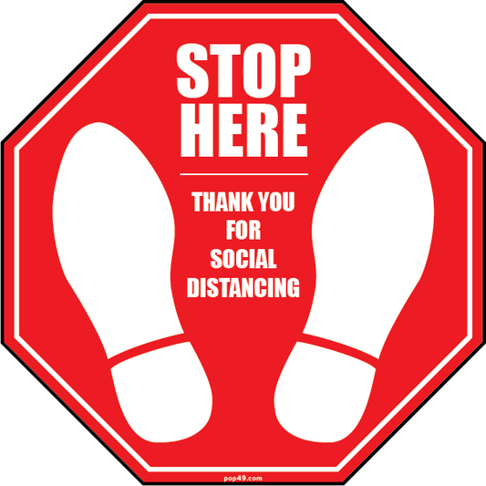 "STOP HERE" Social Distancing Sign 8" x 8" - Pack of 10